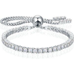 Elegant Women's Moissanite Tennis Bracelet, 1.52ct, 18K White Gold Plated, Adjus